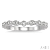 1/10 ctw Marquise and Circular Lattice Round Cut Diamond Wedding Band in 14K White Gold