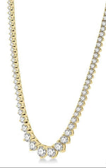 Load image into Gallery viewer, 5 Ctw Riviera Round Cut Diamond Necklace in 14K Yellow Gold