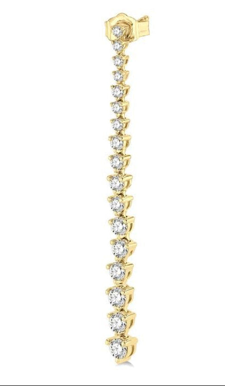 1 1/2 Ctw Round Cut Diamond Riviera Drop Earring in 14K Yellow Gold
