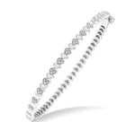 Load image into Gallery viewer, 1/6 Ctw Puffed Heart Plain and Round Cut Diamond Bangle in Sterling Silver