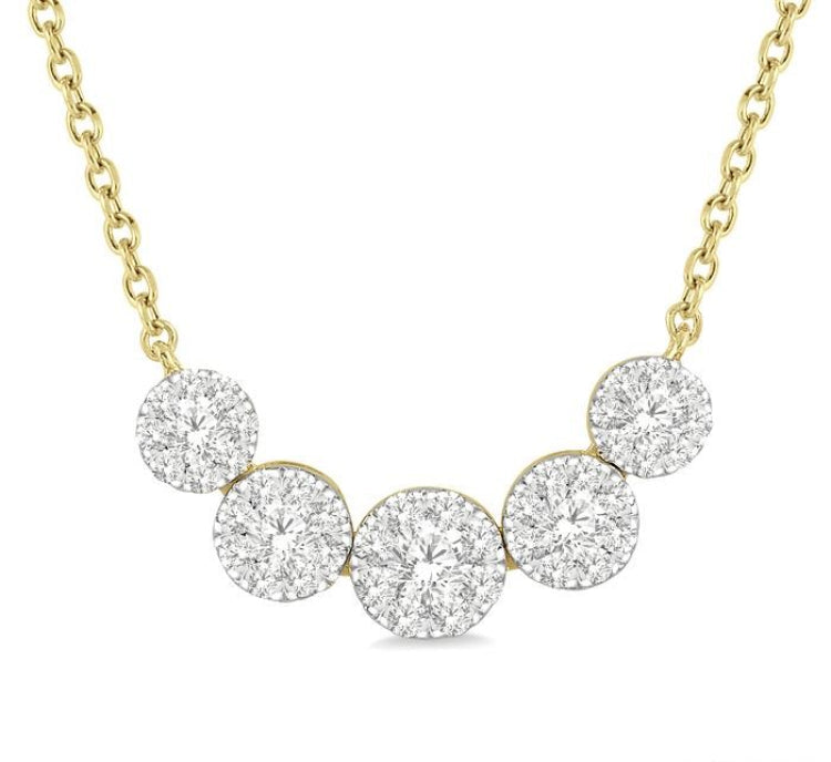 1/2 Ctw Round Cut Diamond Lovebright Necklace in 14K Yellow and White Gold