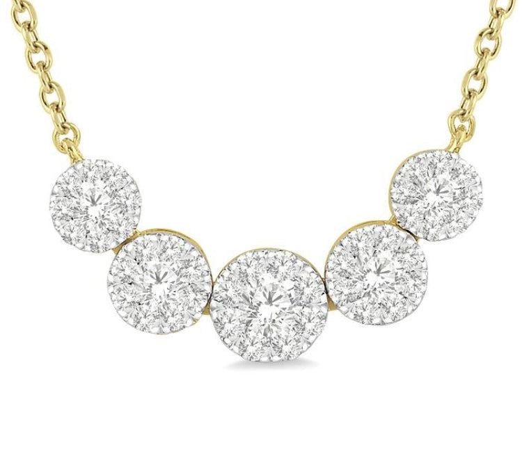 1/2 Ctw Round Cut Diamond Lovebright Necklace in 14K Yellow and White Gold