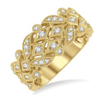Load image into Gallery viewer, 1/2 Ctw Lattice Round Cut Diamond Fashion Band in 14K Yellow Gold