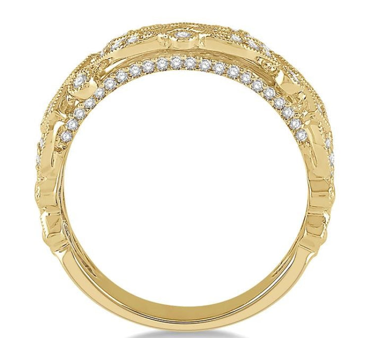 1/2 Ctw Lattice Round Cut Diamond Fashion Band in 14K Yellow Gold