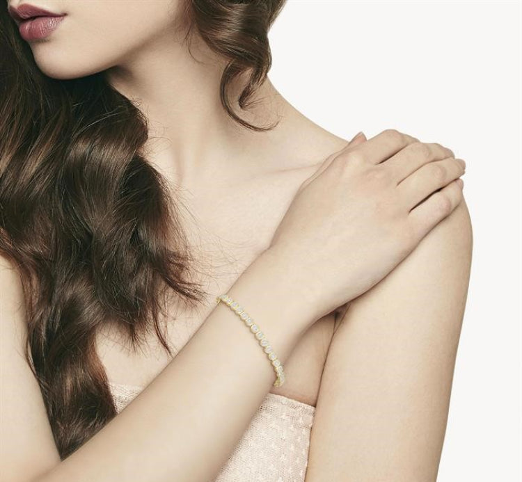 3 Ctw Lovebright Round Cut Diamond Bracelet in 14K Yellow and White Gold