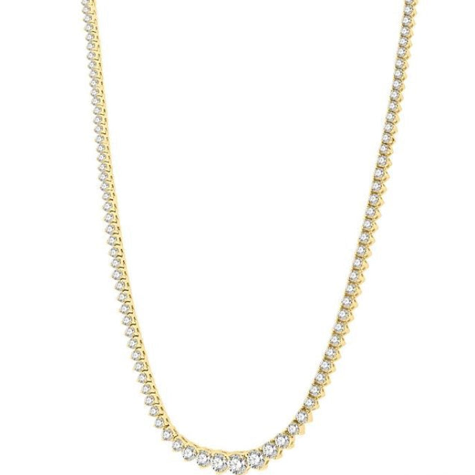 7 Ctw Riviera Round Cut Diamond Necklace in 14K Yellow Gold