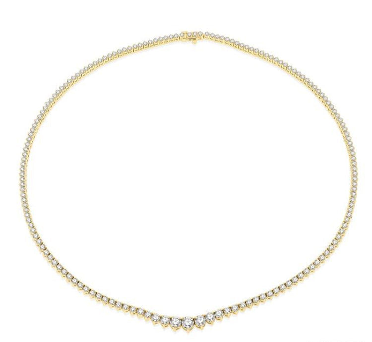 7 Ctw Riviera Round Cut Diamond Necklace in 14K Yellow Gold