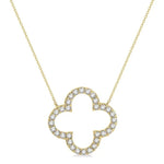 Load image into Gallery viewer, 1/10 Ctw Clover Charm Round Cut Diamond Petite Fashion Ring in 14K Yellow Gold
