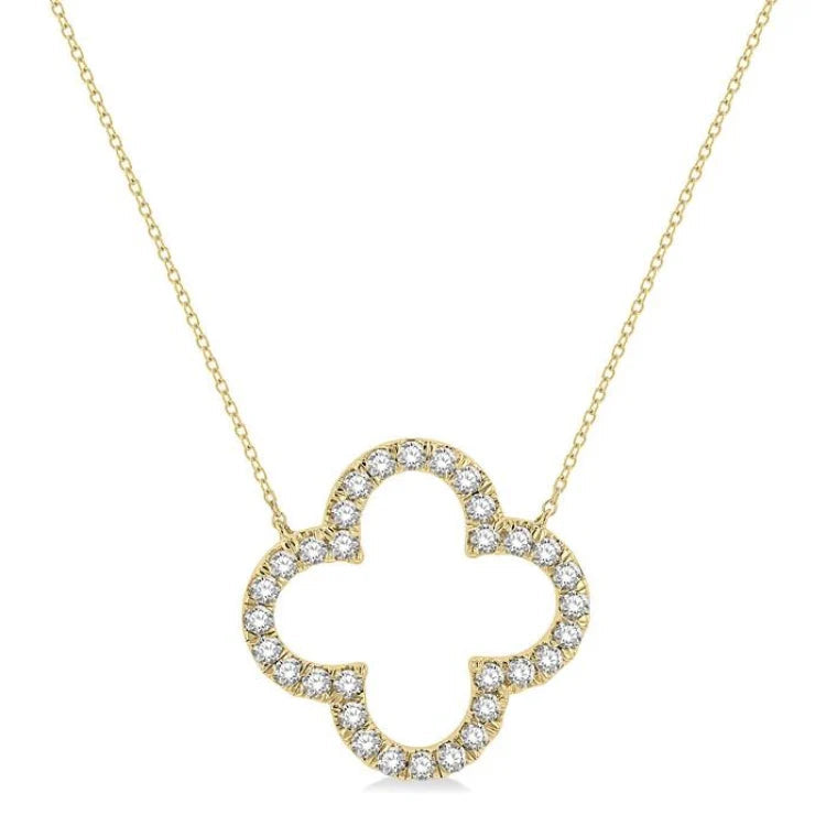 1/10 Ctw Clover Charm Round Cut Diamond Petite Fashion Ring in 14K Yellow Gold