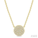 1/6 Ctw Disc Round Cut Diamond Petite Pendant With Chain in 10K Yellow Gold