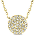 Load image into Gallery viewer, 1/6 Ctw Disc Round Cut Diamond Petite Pendant With Chain in 10K Yellow Gold