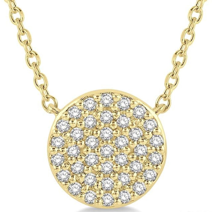 1/6 Ctw Disc Round Cut Diamond Petite Pendant With Chain in 10K Yellow Gold