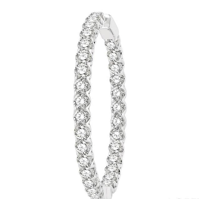 10 Ctw Inside-Out Round Cut Diamond 1 1/2 Inch Hoop Earrings in 14K White Gold