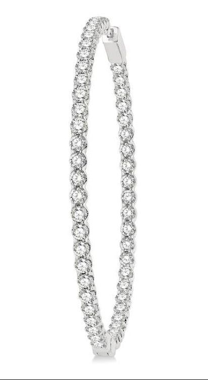 7 Ctw Inside-Out Round Cut Diamond 2-Inch Hoop Earrings in 14K White Gold