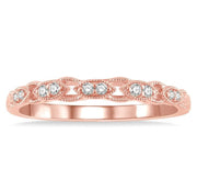 1/10 Ctw Marquise Shape Lattice Round Cut Diamond Wedding Band in 14K Rose Gold