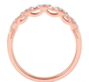 1/10 Ctw Marquise Shape Lattice Round Cut Diamond Wedding Band in 14K Rose Gold