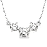 Load image into Gallery viewer, 1 1/4 Ctw Three Stone Round Cut Diamond Necklace in 14K White Gold