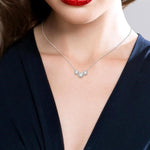 Load image into Gallery viewer, 1 1/4 Ctw Three Stone Round Cut Diamond Necklace in 14K White Gold