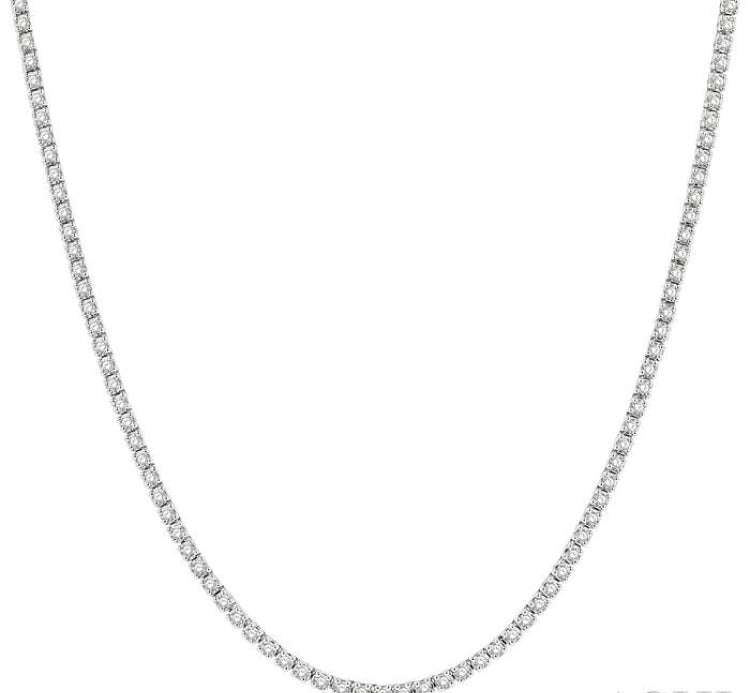 3 Ctw Round Cut Diamond Tennis Necklace in 14K White Gold