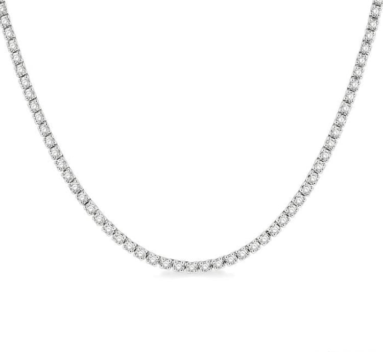 3 Ctw Round Cut Diamond Tennis Necklace in 14K White Gold