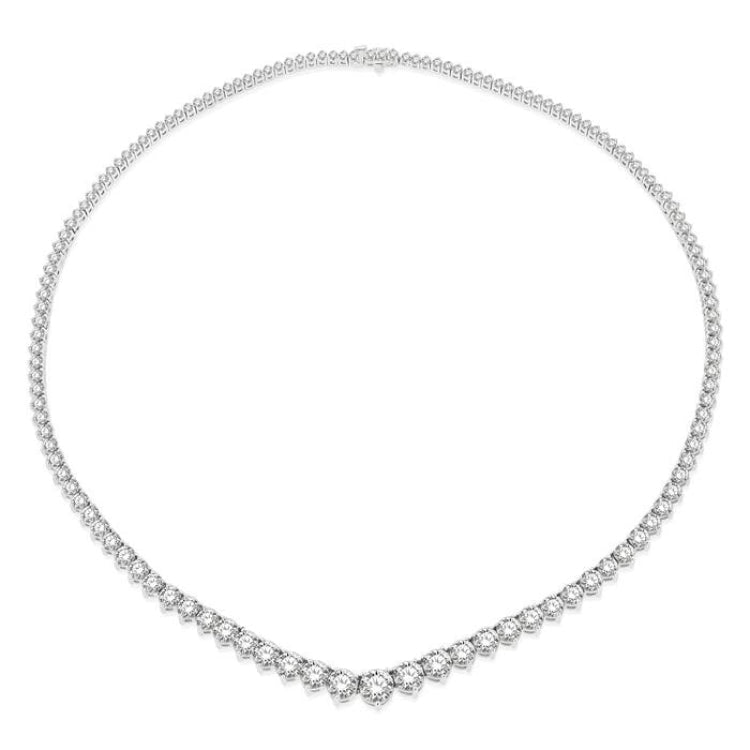 15 Ctw Riviera Round Cut Diamond Necklace in 14K White Gold