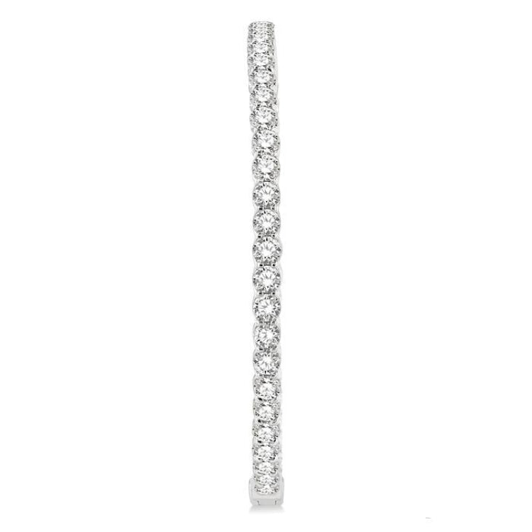 10 Ctw Inside-Out Round Cut Diamond 2-Inch Hoop Earrings in 14K White Gold