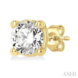 1/3 Ctw Round Cut Diamond Stud Earring in 14K Yellow Gold