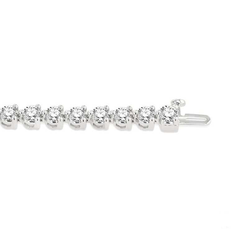 7 Ctw Tri-Prong Round Cut Diamond Tennis Bracelet in 14K White Gold