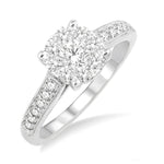 Load image into Gallery viewer, 3/4 Ctw Lovebright Round Cut Diamond Engagement Ring in 14K White Gold