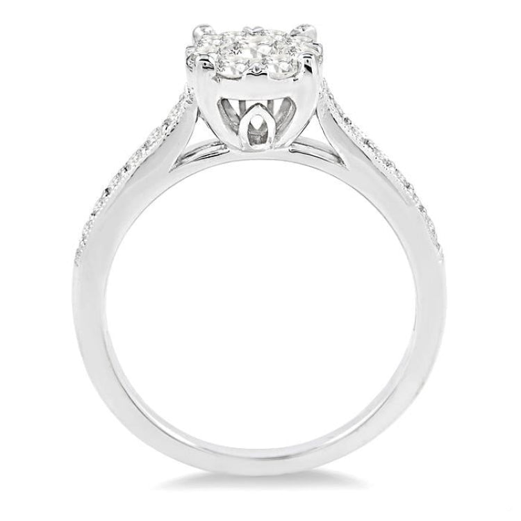 3/4 Ctw Lovebright Round Cut Diamond Engagement Ring in 14K White Gold
