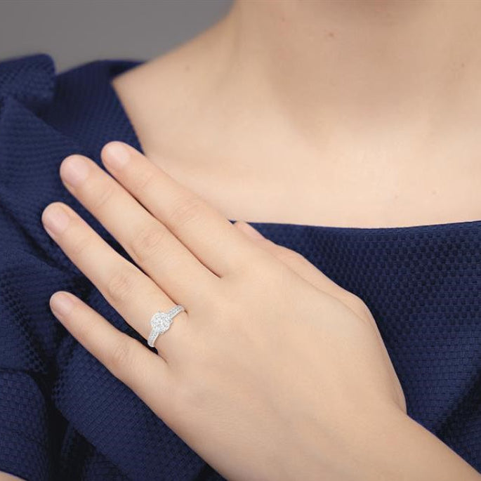 3/4 Ctw Lovebright Round Cut Diamond Engagement Ring in 14K White Gold