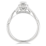 Load image into Gallery viewer, 1/2 Ctw Twisted Shank Round &amp; Emerald Cut Diamond Engagement Ring With 1/3 Ctw Emerald Cut Center Stone in 14K White Gold