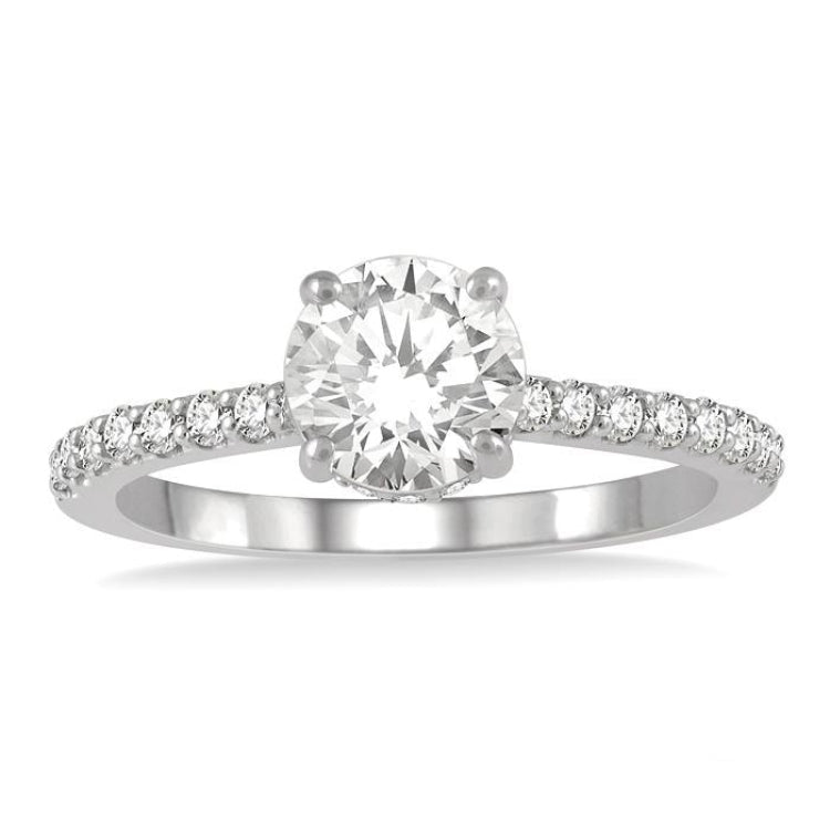 1/3 Ctw Round Diamond Semi-Mount Engagement Ring in 14K White Gold