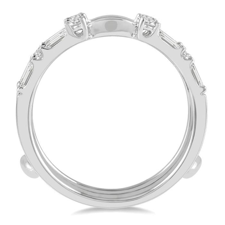 5/8 Ctw Baguette and Round Cut Diamond Insert Ring in 14K White Gold