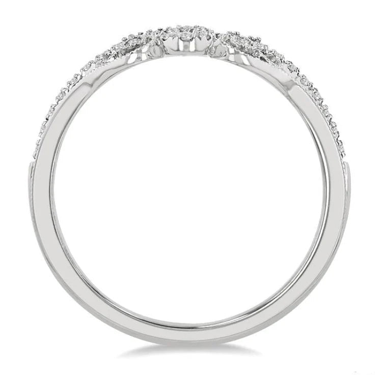 1/6 Ctw Chevron Loop Lattice Round Cut Diamond Wedding Band in 14K White Gold