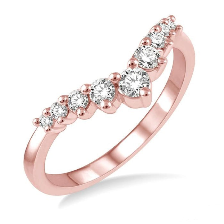 1/3 Ctw Chevron Round Cut Diamond Fashion Ring in 14K Rose Gold