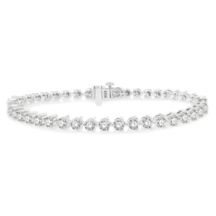 6 Ctw Round Cut Diamond 3-Prong Tennis Bracelet in 14K White Gold