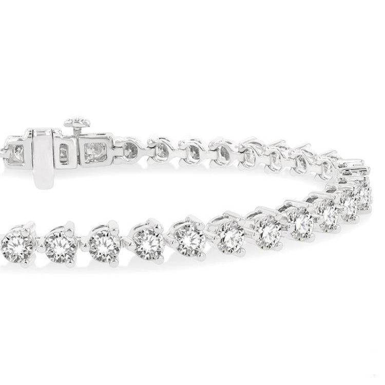 6 Ctw Round Cut Diamond 3-Prong Tennis Bracelet in 14K White Gold