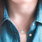 Load image into Gallery viewer, 6 MM Round Shape Cultured Pearl and 1/20 Ctw Petite Round Cut Diamond Halo Fashion Pendant With Chain in 10K White Gold