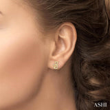 1/8 Ctw Petite Cat Motif Round Cut Diamond Fashion Stud Earrings in 10K Yellow Gold