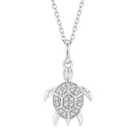 Load image into Gallery viewer, 1/10 Ctw Sea Turtle Petite Round Cut Diamond Fashion Pendant With Chain in 10K White Gold