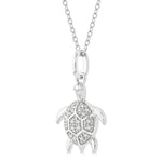 Load image into Gallery viewer, 1/10 Ctw Sea Turtle Petite Round Cut Diamond Fashion Pendant With Chain in 10K White Gold
