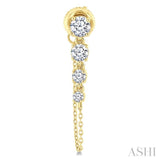 1 Ctw Journey Round Cut Diamond Fashion Long Chain Earring in 14K Yellow Gold