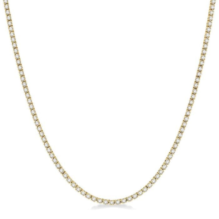 3 Ctw Round Cut Diamond Tennis Necklace in 14K Yellow Gold
