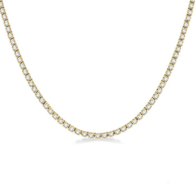 3 Ctw Round Cut Diamond Tennis Necklace in 14K Yellow Gold