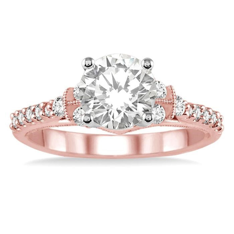 3/8 Ctw Diamond Semi-Mount Engagement Ring in 14K Rose and White Gold
