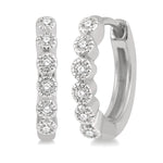 Load image into Gallery viewer, 1/10 Ctw Round Cut Diamond Huggie Petite Earrings in 10K White Gold