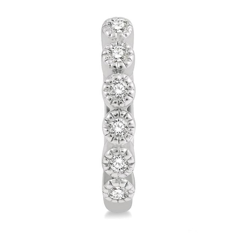 1/10 Ctw Round Cut Diamond Huggie Petite Earrings in 10K White Gold