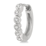 Load image into Gallery viewer, 1/10 Ctw Round Cut Diamond Huggie Petite Earrings in 10K White Gold