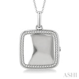 1/10 Ctw Square Shape Round Cut Diamond Keepsake Locket Pendant With Chain in Sterling Silver